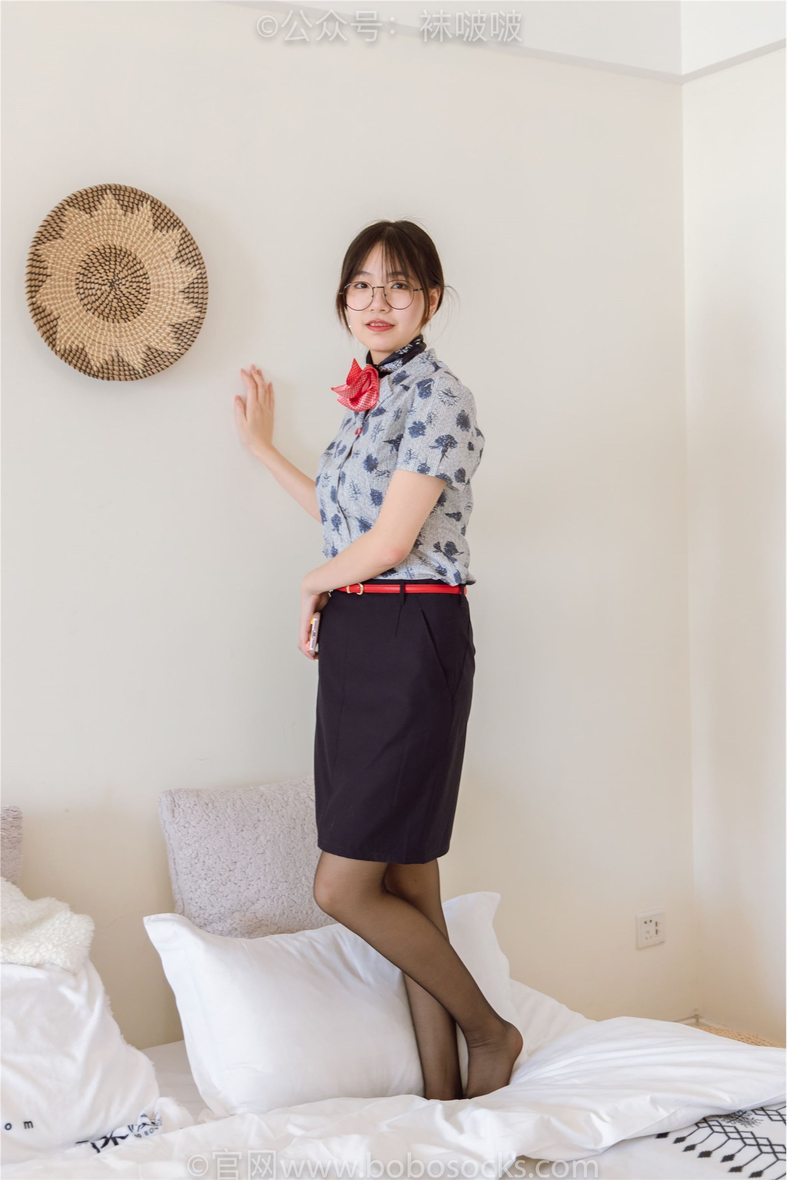 NO.087 Sweet Pea - flight attendant uniform, high heels, black silk(113)